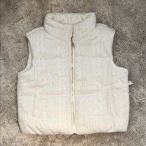 Francesca's Cream Quilted Cable Knit Vest